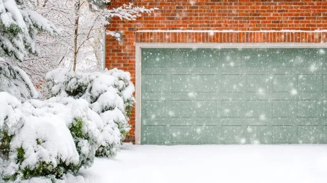 Common Garage Door Problems in Winter: The Utah Homeowner's Guide Garage door covered in snow during a winter storm